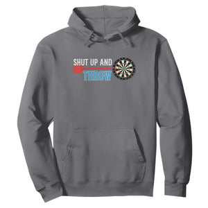 Shut Up And Throw Hoodie Funny Darts Player Gift TS12 Charcoal Print Your Wear