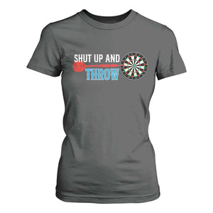 Shut Up And Throw T Shirt For Women Funny Darts Player Gift TS12 Dark Heather Print Your Wear