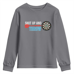 Shut Up And Throw Youth Sweatshirt Funny Darts Player Gift TS12 Charcoal Print Your Wear