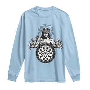 Funny Christian Dartist Gift Long Sleeve Shirt Jesus Bullseye Shooter TS12 Light Blue Print Your Wear