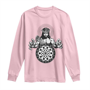 Funny Christian Dartist Gift Long Sleeve Shirt Jesus Bullseye Shooter TS12 Light Pink Print Your Wear