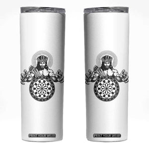 Funny Christian Dartist Gift Skinny Tumbler Jesus Bullseye Shooter TS12 White Print Your Wear