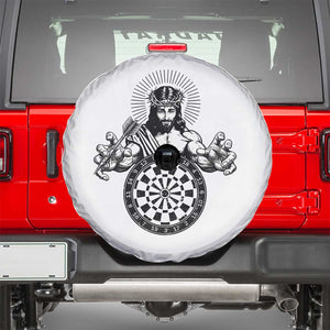 Funny Christian Dartist Gift Spare Tire Cover Jesus Bullseye Shooter TS12 White Print Your Wear