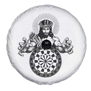 Funny Christian Dartist Gift Spare Tire Cover Jesus Bullseye Shooter TS12 Print Your Wear