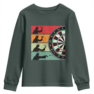 Vintage Darts Player Christian Faith Gift Youth Sweatshirt Jesus Bullseye Shooter TS12 Dark Forest Green Print Your Wear