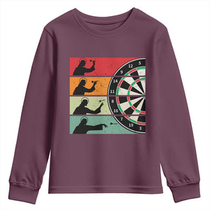 Vintage Darts Player Christian Faith Gift Youth Sweatshirt Jesus Bullseye Shooter TS12 Maroon Print Your Wear