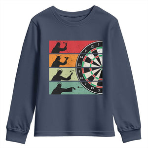 Vintage Darts Player Christian Faith Gift Youth Sweatshirt Jesus Bullseye Shooter TS12 Navy Print Your Wear