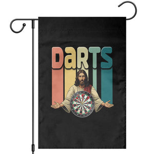 Funny Jesus Dart Player Sunset Retro Vintage Garden Flag Christian Dartist Gift TS12 Black Print Your Wear