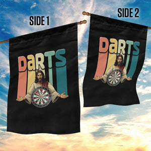 Funny Jesus Dart Player Sunset Retro Vintage Garden Flag Christian Dartist Gift TS12 Print Your Wear