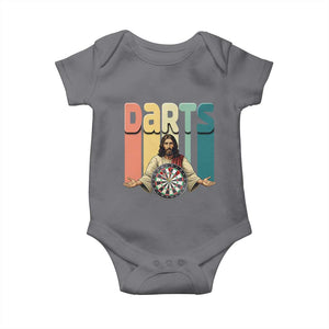 Funny Jesus Dart Player Sunset Retro Vintage Baby Onesie Christian Dartist Gift TS12 Charcoal Print Your Wear