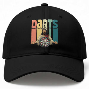 Funny Jesus Dart Player Sunset Retro Vintage Baseball Cap Christian Dartist Gift TS12 Print Your Wear