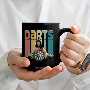 Funny Jesus Dart Player Sunset Retro Vintage Coffee Mug Christian Dartist Gift TS12 Print Your Wear