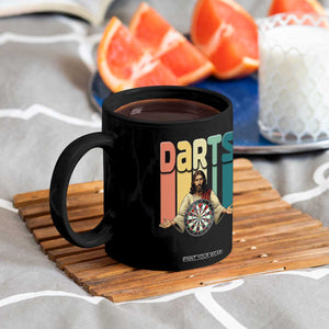 Funny Jesus Dart Player Sunset Retro Vintage Coffee Mug Christian Dartist Gift TS12 Print Your Wear