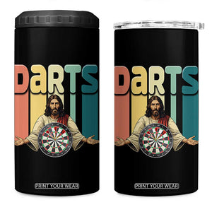 Funny Jesus Dart Player Sunset Retro Vintage 4 in 1 Can Cooler Tumbler Christian Dartist Gift TS12 One Size: 16 oz Black Print Your Wear