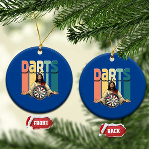 Funny Jesus Dart Player Sunset Retro Vintage Ceramic Ornament Christian Dartist Gift TS12 1pc Blue Print Your Wear