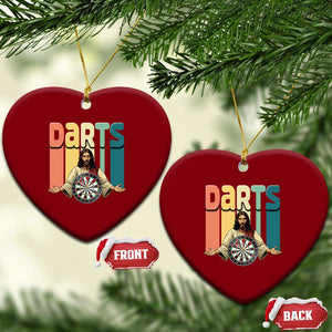 Funny Jesus Dart Player Sunset Retro Vintage Ceramic Ornament Christian Dartist Gift TS12 Print Your Wear