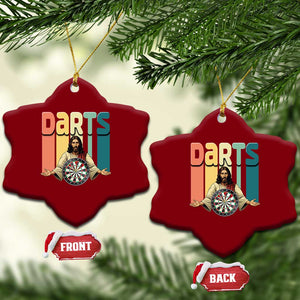 Funny Jesus Dart Player Sunset Retro Vintage Ceramic Ornament Christian Dartist Gift TS12 Print Your Wear