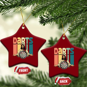 Funny Jesus Dart Player Sunset Retro Vintage Ceramic Ornament Christian Dartist Gift TS12 Print Your Wear