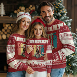 Funny Jesus Dart Player Sunset Retro Vintage Ugly Christmas Sweater Christian Dartist Gift TS12 Red Beige Print Your Wear