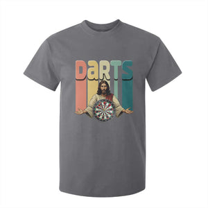 Funny Jesus Dart Player Sunset Retro Vintage T Shirt For Kid Christian Dartist Gift TS12 Charcoal Print Your Wear