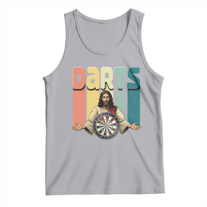 Funny Jesus Dart Player Sunset Retro Vintage Tank Top Christian Dartist Gift TS12 Athletic Heather Print Your Wear