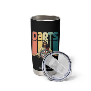 Funny Jesus Dart Player Sunset Retro Vintage Tumbler Cup Christian Dartist Gift TS12 Print Your Wear