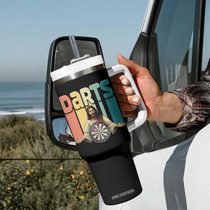 Funny Jesus Dart Player Sunset Retro Vintage Tumbler With Handle Christian Dartist Gift TS12 Print Your Wear