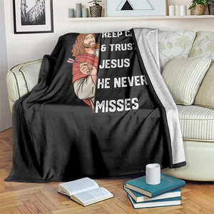 Funny Christian Faith Darts Player Gift Throw Blanket Keep Calm And Trust In Jesus He Never Misses TS12 Print Your Wear