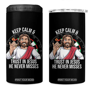 Keep Calm And Trust In Jesus 4 in 1 Can Cooler Tumbler Christian Dartist Gift TS12 One Size: 16 oz Black Print Your Wear