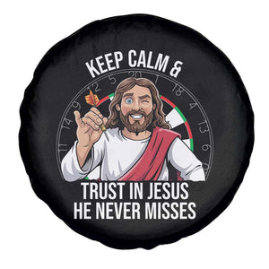 Keep Calm And Trust In Jesus Spare Tire Cover Christian Dartist Gift TS12 Print Your Wear