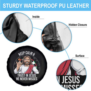 Keep Calm And Trust In Jesus Spare Tire Cover Christian Dartist Gift TS12 Print Your Wear