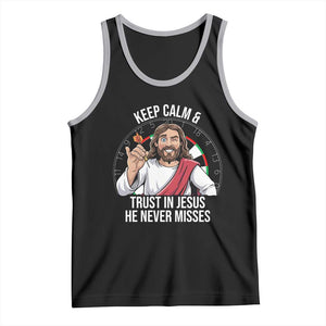 Keep Calm And Trust In Jesus Tank Top Christian Dartist Gift TS12 Black Athletic Heather Print Your Wear