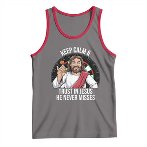 Keep Calm And Trust In Jesus Tank Top Christian Dartist Gift TS12 Deep Heather Red Print Your Wear