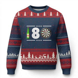Darts Master 180 And Beer Ugly Christmas Sweater Funny Bullseye Shooter Gift TS12 Navy Red Print Your Wear