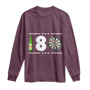 Darts Master 180 And Beer Long Sleeve Shirt Funny Bullseye Shooter Gift TS12 Maroon Print Your Wear