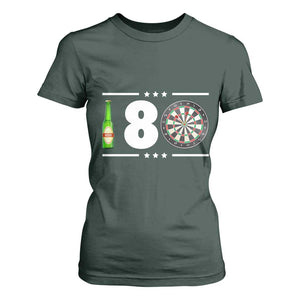 Darts Master 180 And Beer T Shirt For Women Funny Bullseye Shooter Gift TS12 Dark Forest Green Print Your Wear