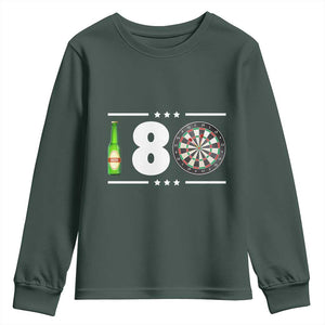 Darts Master 180 And Beer Youth Sweatshirt Funny Bullseye Shooter Gift TS12 Dark Forest Green Print Your Wear