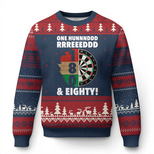 One Hundred And Eighty Ugly Christmas Sweater Funny Darts Player Gift TS12 Navy Red Print Your Wear