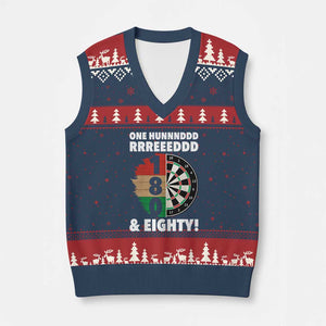 One Hundred And Eighty V-Neck Knit Sweater Vest Funny Darts Player Gift TS12 Navy Red Print Your Wear