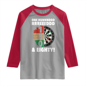 One Hundred And Eighty Raglan Shirt Funny Darts Player Gift TS12 Sport Gray Red Print Your Wear