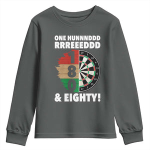 One Hundred And Eighty Youth Sweatshirt Funny Darts Player Gift TS12 Dark Heather Print Your Wear