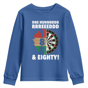 One Hundred And Eighty Youth Sweatshirt Funny Darts Player Gift TS12 Royal Blue Print Your Wear