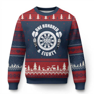 Triple 20 Master Dartist Gift Ugly Christmas Sweater One Hundred And Eighty TS12 Navy Red Print Your Wear