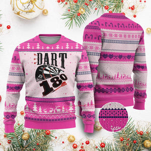 Max Score 180 Darts Lover Ugly Christmas Sweater Darts Team Party Gift TS12 Hot Pink Print Your Wear