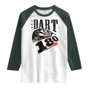 Max Score 180 Darts Lover Raglan Shirt Darts Team Party Gift TS12 White Dark Forest Green Print Your Wear