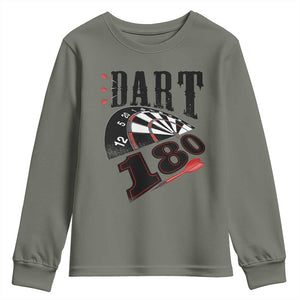 Max Score 180 Darts Lover Youth Sweatshirt Darts Team Party Gift TS12 Military Green Print Your Wear