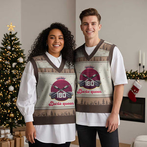 Darts Queen 180 Max Score V-Neck Knit Sweater Vest Funny Bullseye Shooter Gift TS12 Mocha Mousse Print Your Wear