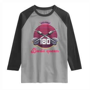 Darts Queen 180 Max Score Raglan Shirt Funny Bullseye Shooter Gift TS12 Sport Gray Black Print Your Wear