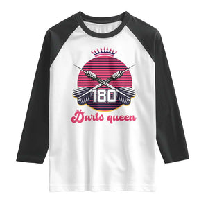 Darts Queen 180 Max Score Raglan Shirt Funny Bullseye Shooter Gift TS12 White Black Print Your Wear