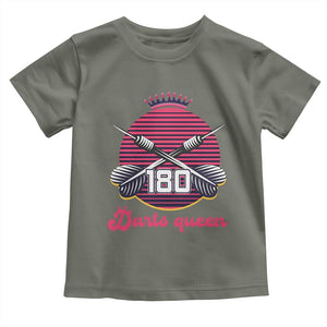 Darts Queen 180 Max Score Toddler T Shirt Funny Bullseye Shooter Gift TS12 Military Green Print Your Wear